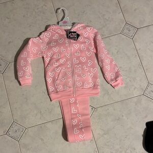 Pink Heart Hoodie and Pants Set